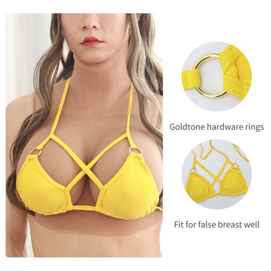 Yellow strappy micro triangle hawaiian bikini