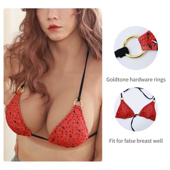 Watermelon spotted tied side string bikini