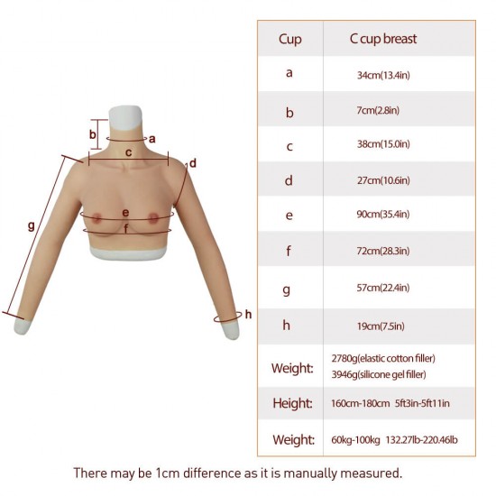 C cup breast with arms