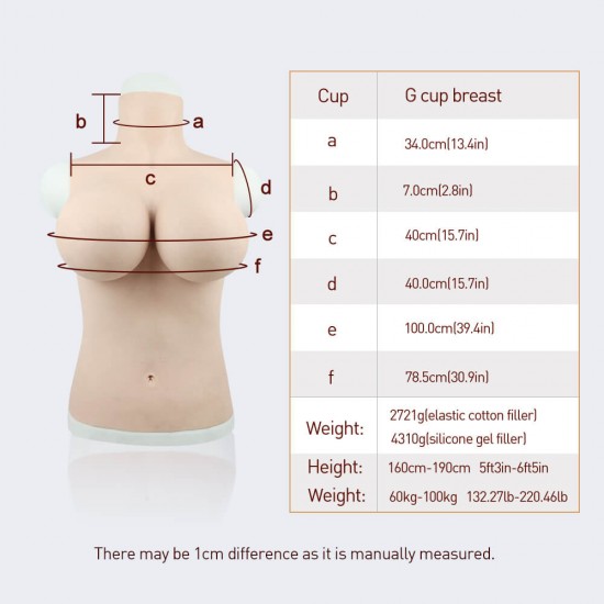 G cup silicone breast with removable nipples