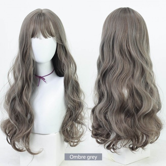 Curly long wig - Ombre grey