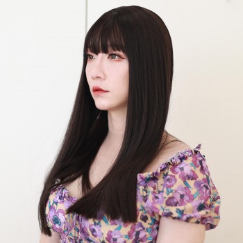 sleek long wigs-black